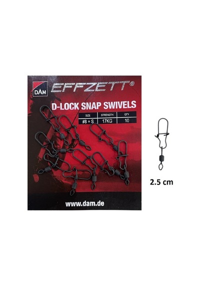 Dam Effzett D-lock Snap Swivels Klipsli Fırdöndü S Beden 10 Adet
