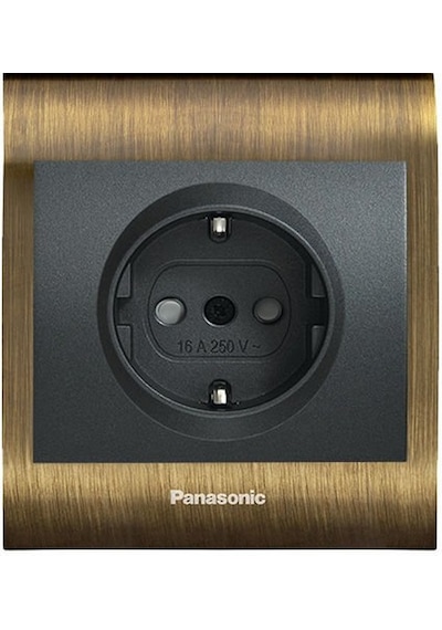 Viko Panasonic Thea Blu Topraklı Priz, Çerçeve Antique+dore, Kapak Füme
