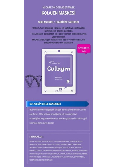 Mjcare On Collagen Mask - Kolajen Özlü Yüz Maskesi