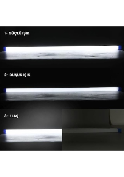 Powermaster T570 70cm 100w Çubuk Portatif Led Işıldak Şarjlı Tüp Lamba 1800mah Çok Renkli