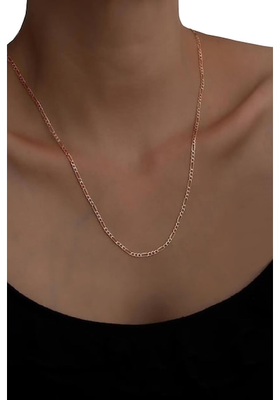 Gümüş Figaro Zincir Kolye Barcode Rose Gold