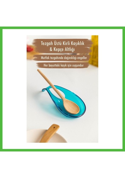 Vaveni Akrilik Aquamarin Tezgah Üstü Kirli Kaşıklık & Kepçe Altlığı Arz