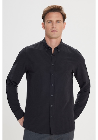 AC&Co / Altınyıldız Classics Erkek Sıyah Slim Fit Dar Kesim Düğmeli Yaka %100 Pamuk Gömlek Sıyah Siyah AC&Co / Altınyıldız Classics Erkek Sıyah Slim Fit Dar Kesim Düğmeli Yaka %100 Pamuk Gömlek Sıyah Siyah