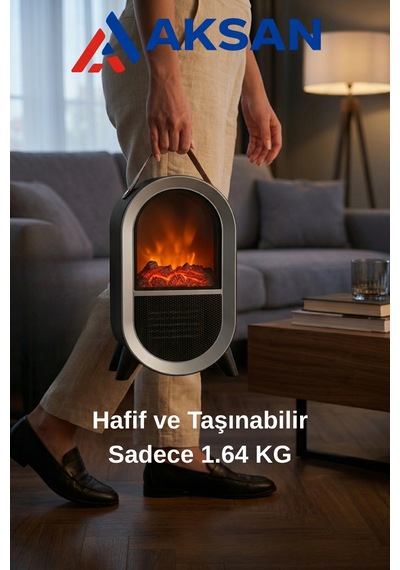 Ct-6055 Uludağ Taşınabilir Şömine Tipi Elektrikli Isıtıcı Soba 1500w 3d Alev Efektli Siyah