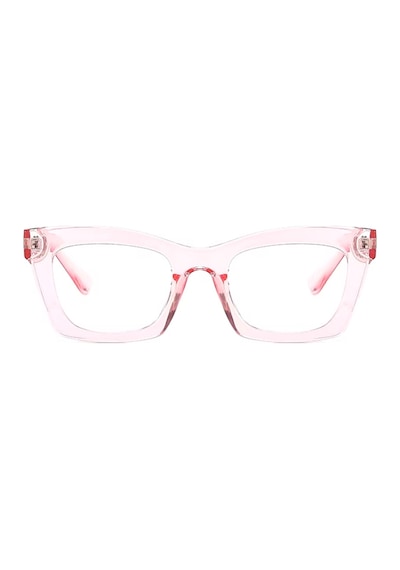Toz Pembe Yarden Mavi Işık Korumalı Vintage & Retro Gözlük Pembe - Siyah