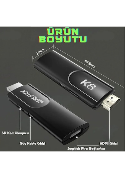 K8 4k Hdmi 10000+ Oyunlu Çift Kol 3d Retro Arcade Oyun Konsolu