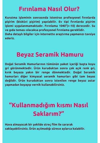 Seramik Hamuru 4000 Gr, 7li Plastik Ebeşuar Modelaj Seti , Kesme Teli-ipi, Guaj, Doğal Kil Çamuru