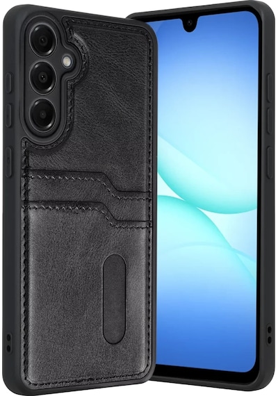 Newface Samsung Uyumlu Galaxy A17 5g Sara Kartvizitli Deri Kılıf - Siyah Resimdeki