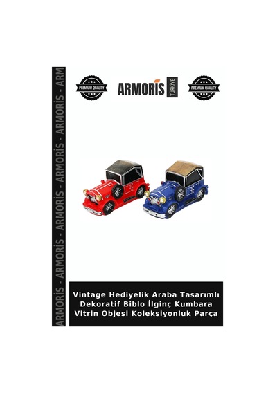 Vintage Hediyelik Araba Tasarımlı Dekoratif Biblo İlginç Kumbara Vitrin Objesi Koleksiyonluk Parça