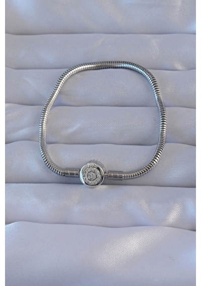 Ezoconcept Pirinç Gümüş Renk Zirkon Taşlı Charm Bileklik Çok Renkli