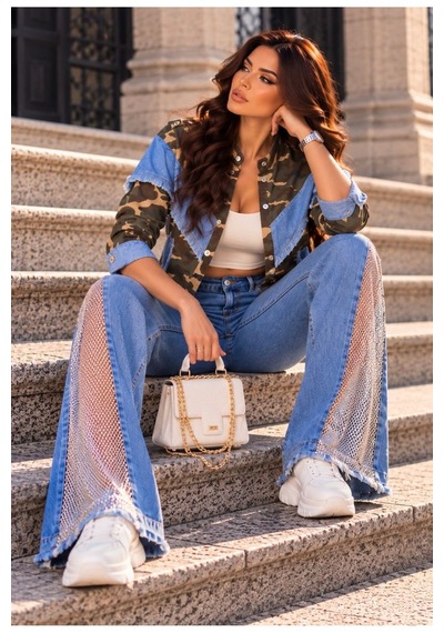 Orvelia Kristal Mesh Jean Pantolon Zenith Lacivert