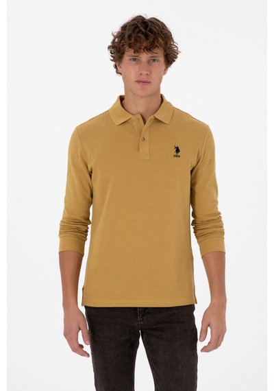 U.S. Polo Assn. Erkek Regular Fit Polo Yaka Koyu Sarı Basic Sweatshirt 50307757-VR235