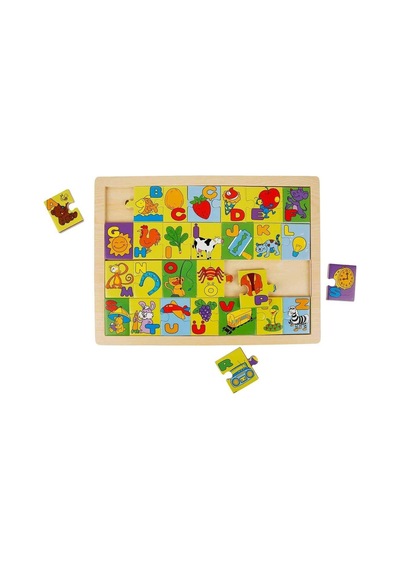 Woody Ahşap Resimli Alfabe Puzzle Eğitici Ve Zeka Geliştiren Oyuncak