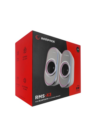 Rampage Rms-x3 2.0 6w Bluetooth Özellikli Beyaz Multimedia Rgb Işıklı Gaming Usb Speaker