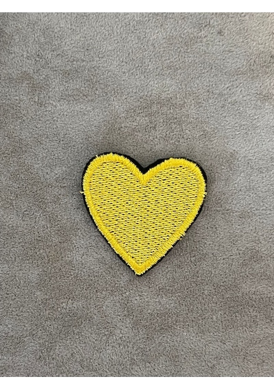 4x4 Cm Sarı Ütü Ile Yapışan Kalp Aplike Arma Yama Dikiş Aksesuar