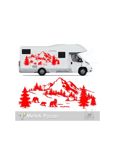 Ayı Sürüsü Dağ Orman Doğa Manzara Off Road Kamp Karavan Sticker