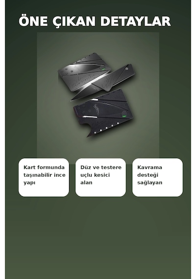 Kredi Kartı Boyutunda Katlanabilir Güvenlik Bıçağı Çift Uçlu Cüzdan Tipi Çakı Çok Renkli