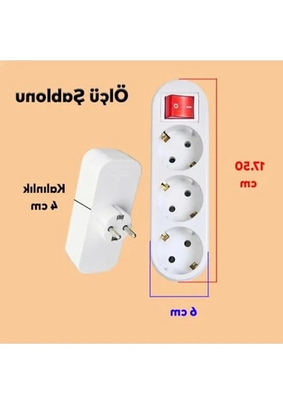 Anahtarlı Düğmeli 3'lü Topraklı Priz, Çoklu Çoğaltıcı 0