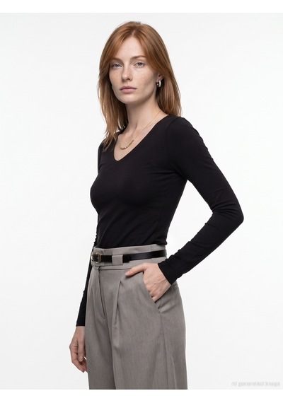 Dilvin 33215 Sıcak Tutan V Yaka Bra-free Top Siyah