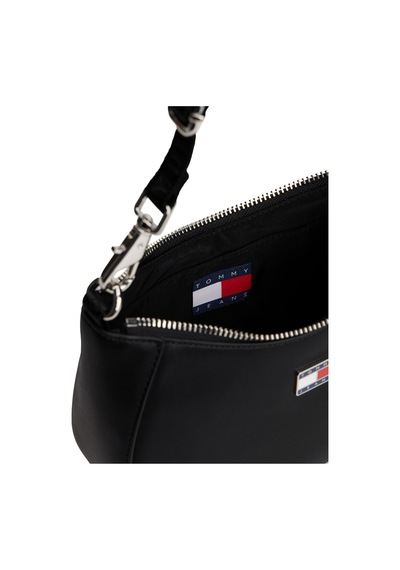 Tommy Hilfiger Kadın Daily Elevated Yarım Ay Tasarımlı Logo Rozetli Omuz Çantası - Siyah Çok Renkli