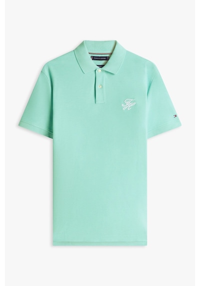 Tommy Hilfiger Erkek Logolu Düğmeli % 100 Pamuk Arctic Aqua Polo Yaka T-shirt-15996 Beyaz