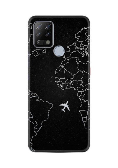 Tecno Pova Kılıf Resimli Desenli Silikon Platinium Series Black Plane 1868