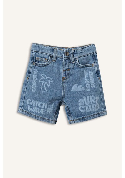 Defacto Tropikal Desenli Jean Şort Erkek Bebek H7336a526hsnm28 Mavi-nm28