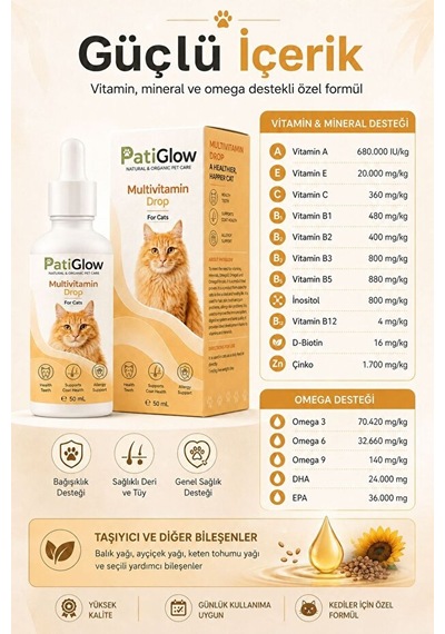 Patiglow Kedi Multivitamin Damla 50 Ml