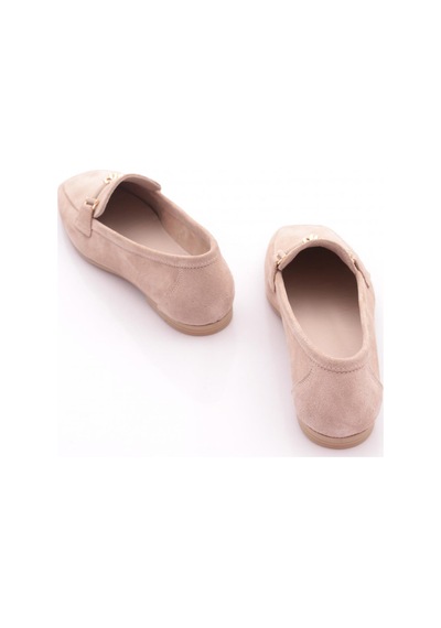 Dgn 3652 Kadin Tokali Loafer Ayakkabi Bej Süet