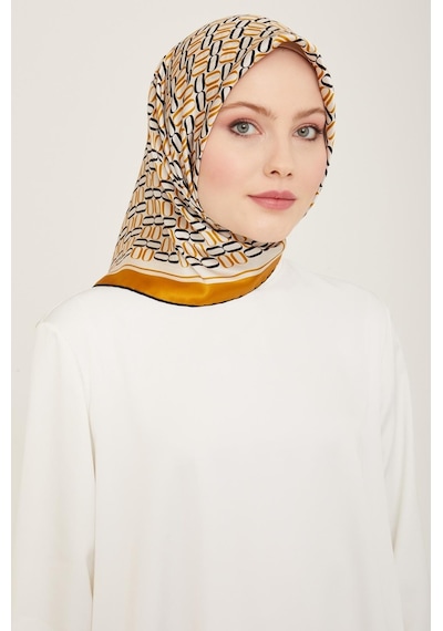 Armine Hardal Geometrik Desen Tivil İpek Eşarp 9149-04