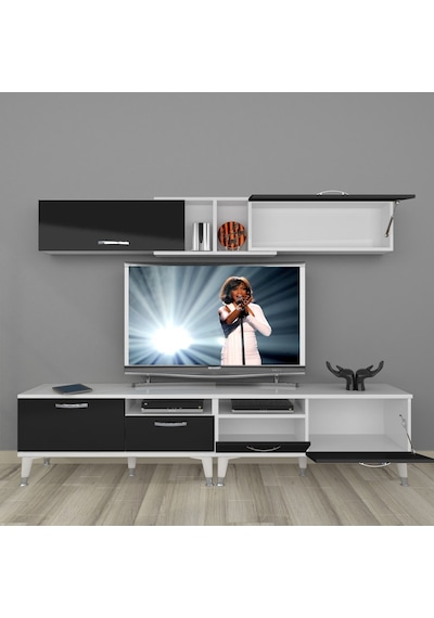 Decoraktiv Eko 5220 Mdf Silver Tv Ünitesi Tv Sehpası Beyaz - Siyah
