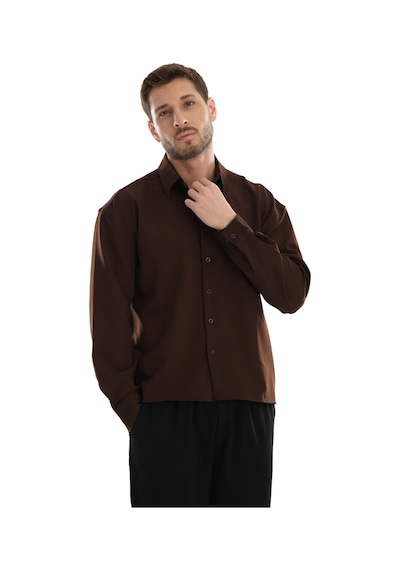 Redline Base Oversize Yumuşak Teri Emen Kolay Ütü Nefes Alan Erkek Gömlek Kahverengi Redline Base Oversize Yumuşak Teri Emen Kolay Ütü Nefes Alan Erkek Gömlek Kahverengi