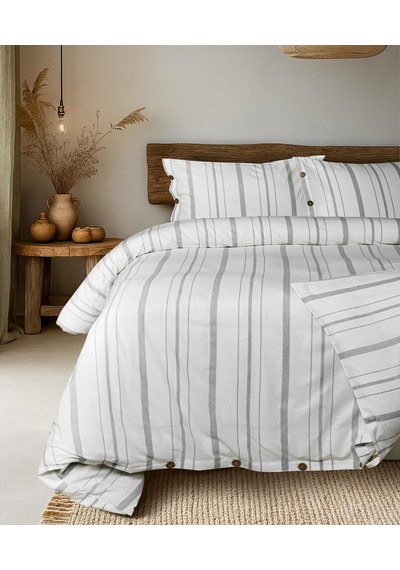 Cotton Collection Tek Kişilik Çizgili Nevresim Seti Solinea Renkli