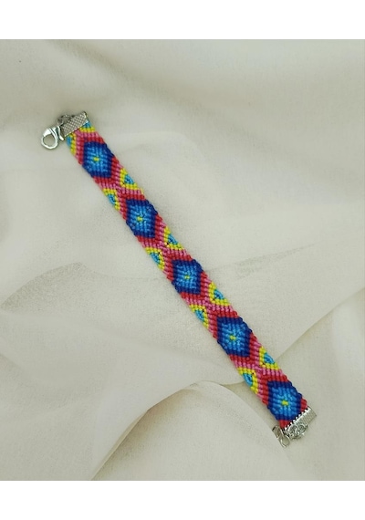 Bileklik Bohemian Etnik Retro Geometrik Dokuma 1 Adet Bilezik Kadın Kız Aksesuar Çok Renkli