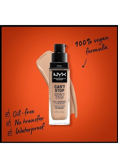 NYX Professional Makeup Can't Stop Won't Stop Full Coverage Foundation 07 Natural 30 ML
