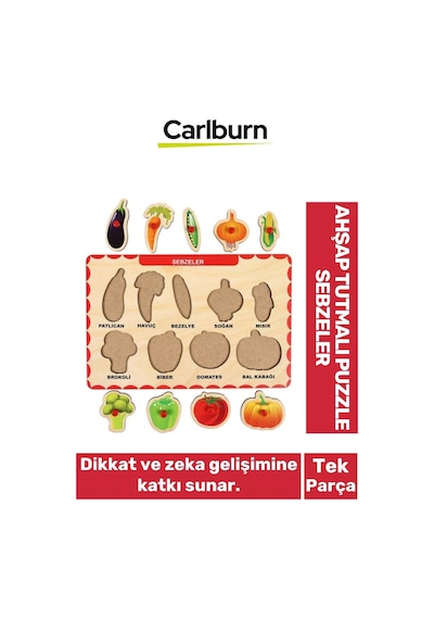 Özel Üretim Eğitici Öğretici Zeka Geliştirici Çocuk Ebeveyn Sebzeler Ahşap Tutmalı Puzzle