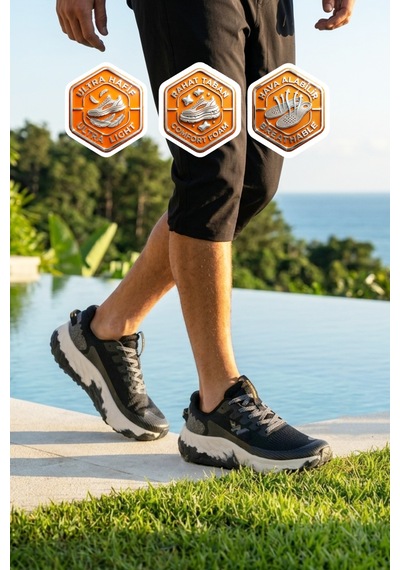 Walkway Flystep M Siyah-beyaz Hafızalı Taban Erkek Spor Ayakkabı SİYAH-BEYAZ