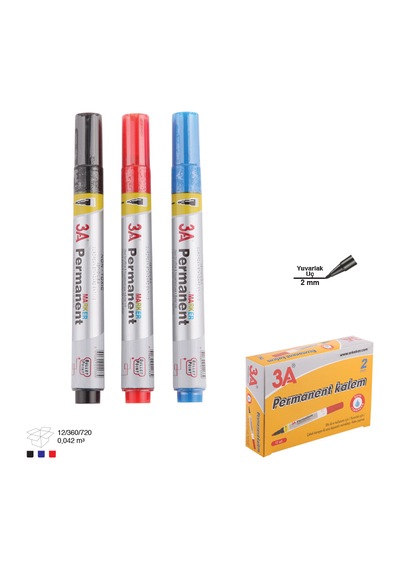 3a 1133 Permanent Marker Siyah 12li 12 Pk.