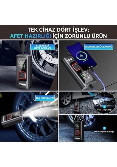 Kobb Kb426 12v / Şarjlı Li-ion 150 Psı Dijital Göstergeli Akıllı