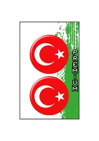 2'li Türk Bayrağı Yuvarlak Damla Sticker 5x5 Cm Diğer