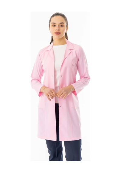 Spor Yaka Uzun Kol Kadın Personel Önlüğü Alpaka Kumaş Pembe Rnk111 Pembe