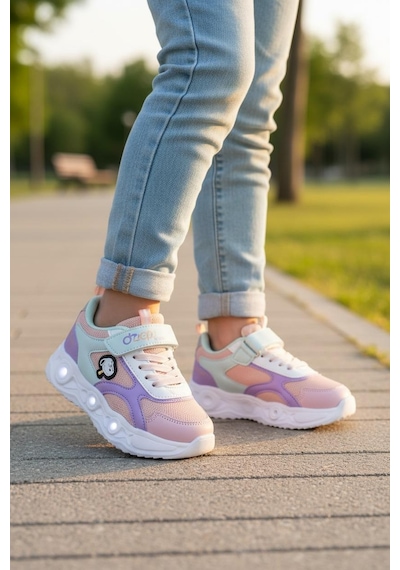 Tuğba Ortopedi 1115 Çocuk Okul Öncesi Işıklı Sneaker Pudra