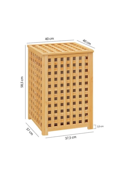 Digithome Bambu Çamaşır Sepeti 58x40 Cm Kulplu Taşınabilir Bezli Db-0042 Kahverengi