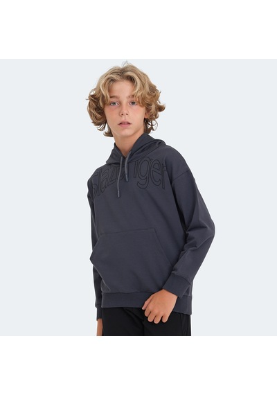Slazenger LETTO Çocuk Kapüşonlu Cepli Koyu Gri Sweatshirt