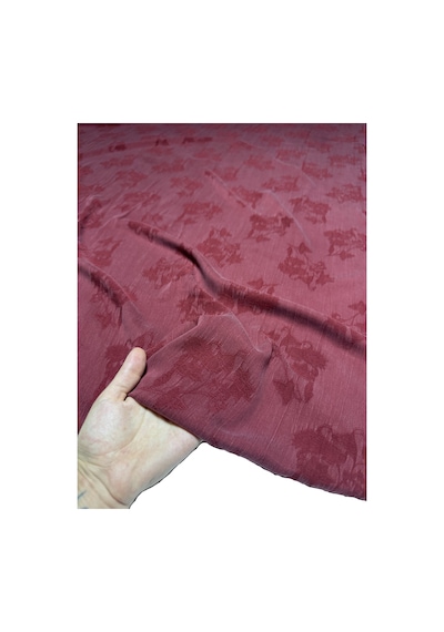 Jakarlı İpek Cupro Kumaş En 120 Cm Parlak Dökümlü Elbise, Gömlek, Kimono, Takım Ve Pantolon 1200 -9 Bordo