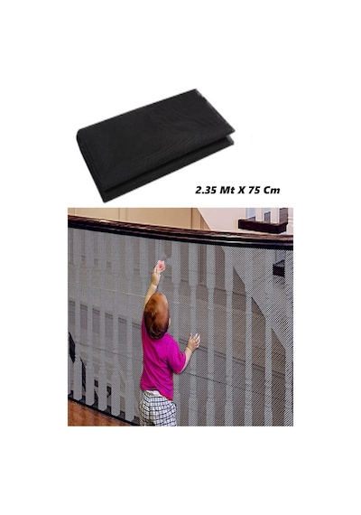 Siyah Merdiven Balkon Filesi Bebek Çocuk Ve Evcil Hayvan Koruma Güvenlik Filesi 2.35mt X 75cm Çok Renkli
