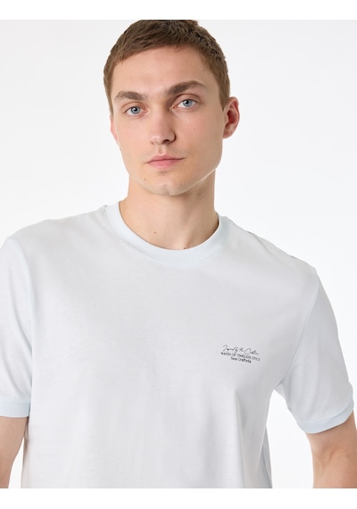 Koton Pamuklu Regular Fit Kısa Kollu Baskılı Bisiklet Yaka Tişört Mavi 6sam10274mk