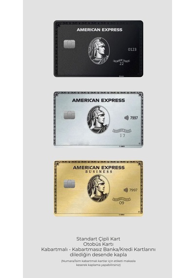 3'lü American Express - Papara, Tosla, Otobüs Kart Kaplama Stickeri Kredi Kartı Için Diğer