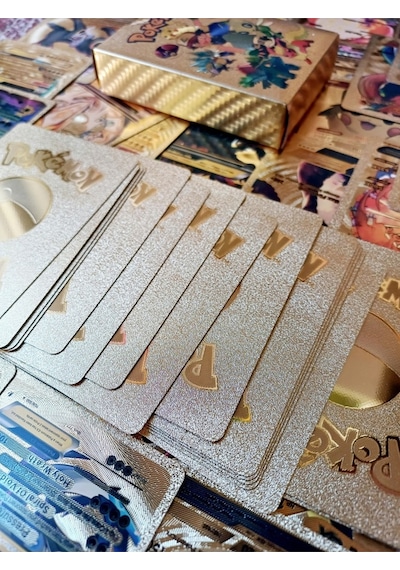 Pokemon Metalize Altın Gold Seri 3d Boyut Oyun Kartı 55 Adet Sunmoon Unbroken Bond Game Card