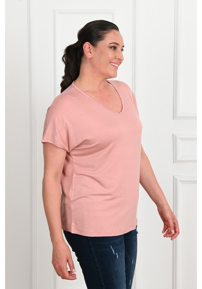 Kadın V Yaka Büyük Beden T-shirt 1486-23 001